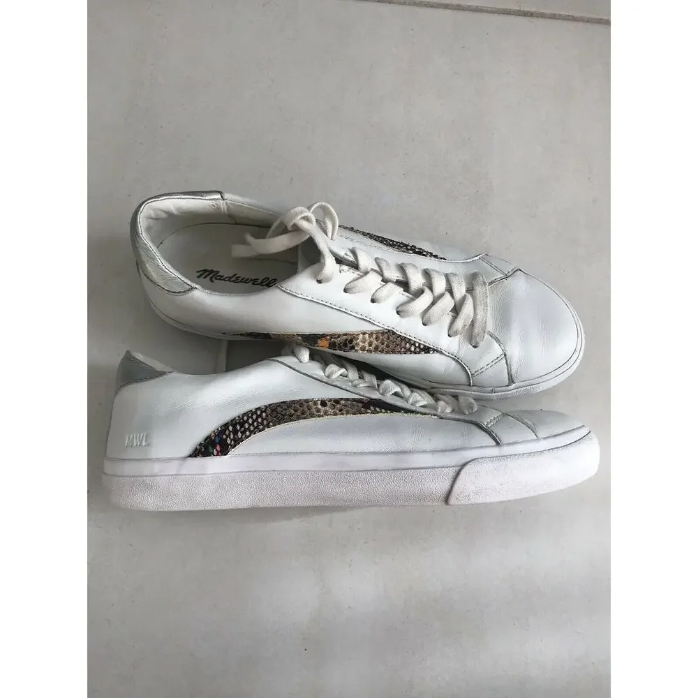 Madewell Print Leather Lace Up White Sneakers Unisex
